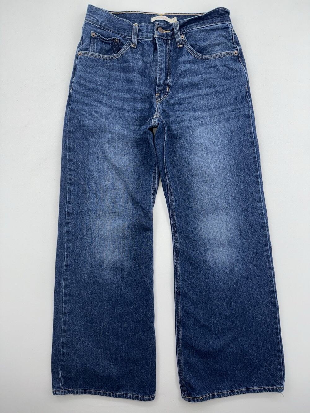 Levis Middy Loose Boot Jeans Womens 27 Blue Denim Light Wash Wide Leg